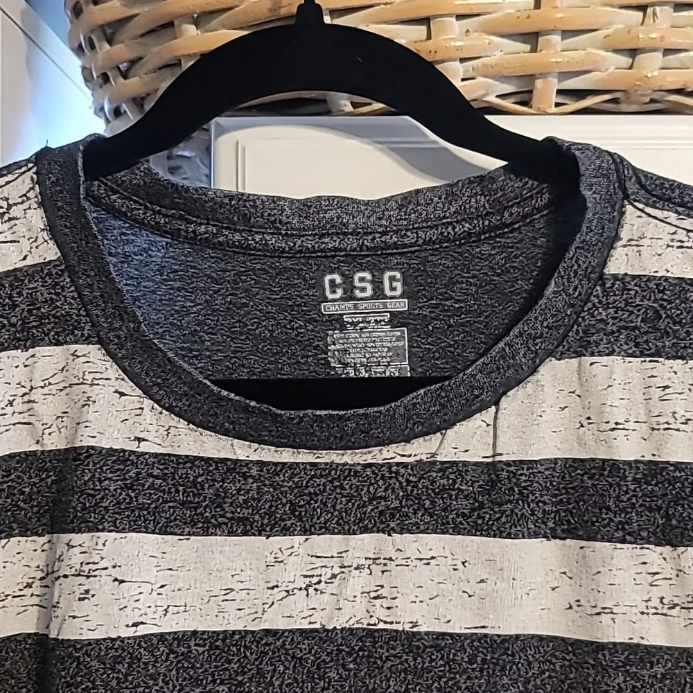 Champs Sport Gear T-Shirt Mens 2XL Charcoal White Short Sleeve Stars Flag Cadual - Picture 2 of 7